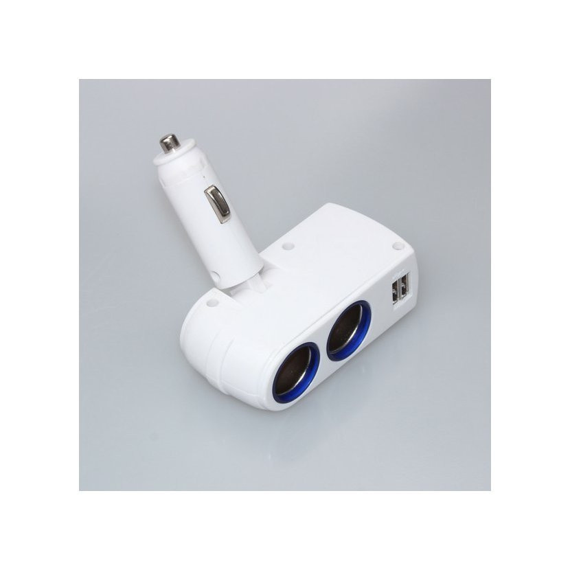 Rozdvojka autozapalovače + 2x USB (nastavitelná, bílá)
