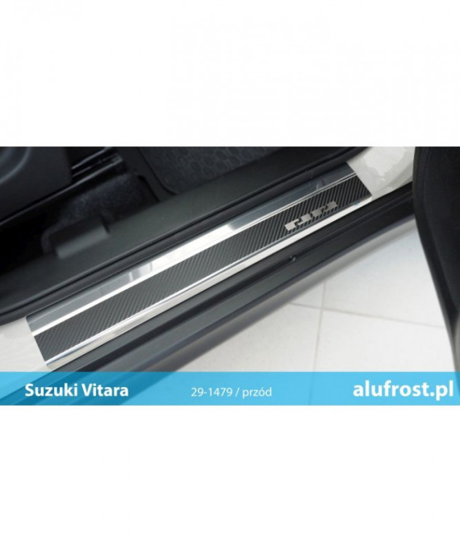 Prahové lišty Suzuki Vitara 2015- (nerez+carbonová fólie)