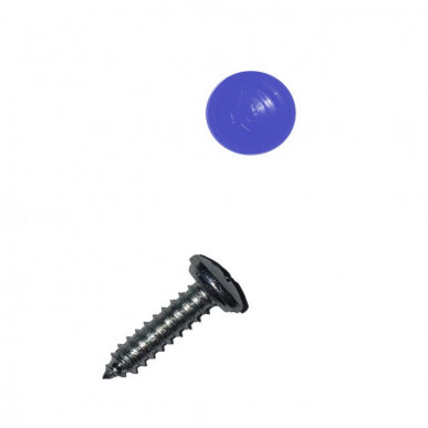 Šroubek na SPZ s plastovým krytem (modrý)